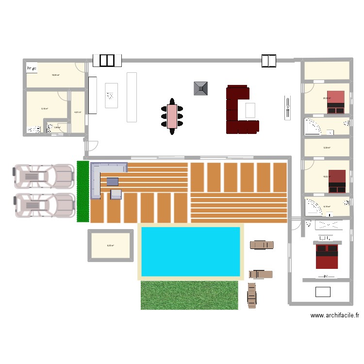 maison. Plan de 9 pièces et 74 m2