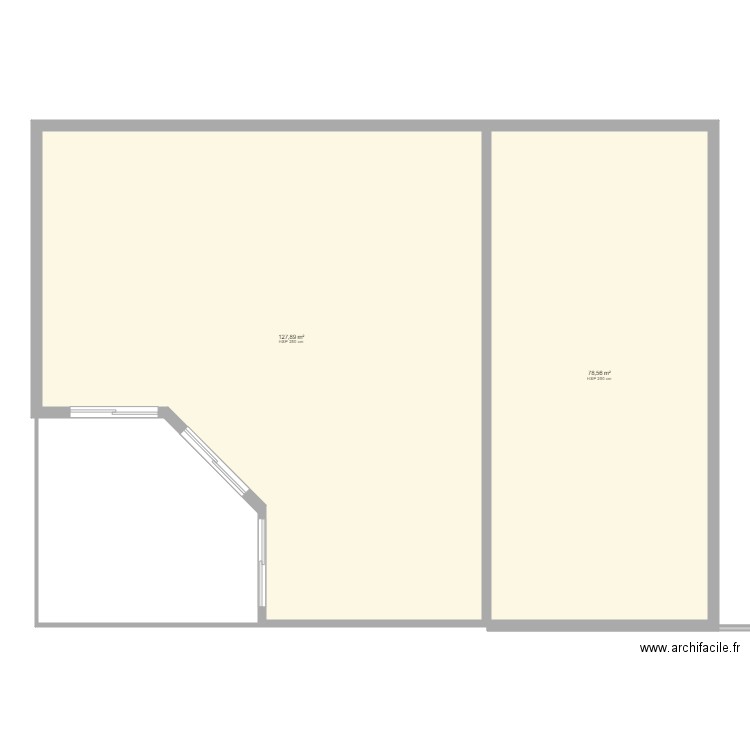 Modele3Tpp. Plan de 2 pièces et 206 m2