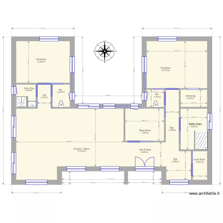  Plan maison Saint Dolay. Plan de 
