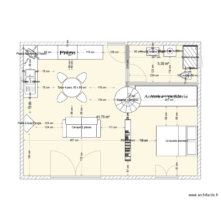 gintrac 3. Plan de 2 pièces et 47 m2