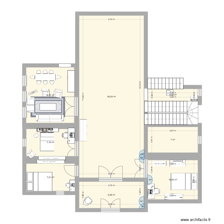 rdc diane. Plan de 8 pièces et 115 m2