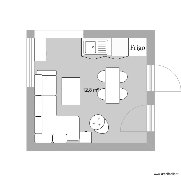 salle repos pharma. Plan de 1  et 13 m²