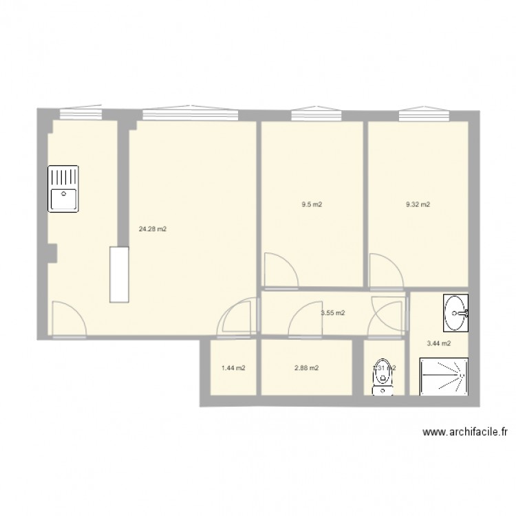 173 Charenton bat 2 13ème droite. Plan de 0 pièce et 0 m2