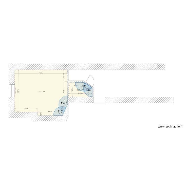 Plan Chambre Valady. Plan de 2 pièces et 20 m2