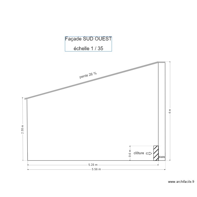 Façade SUD OUEST. Plan de 0 pièce et 0 m2