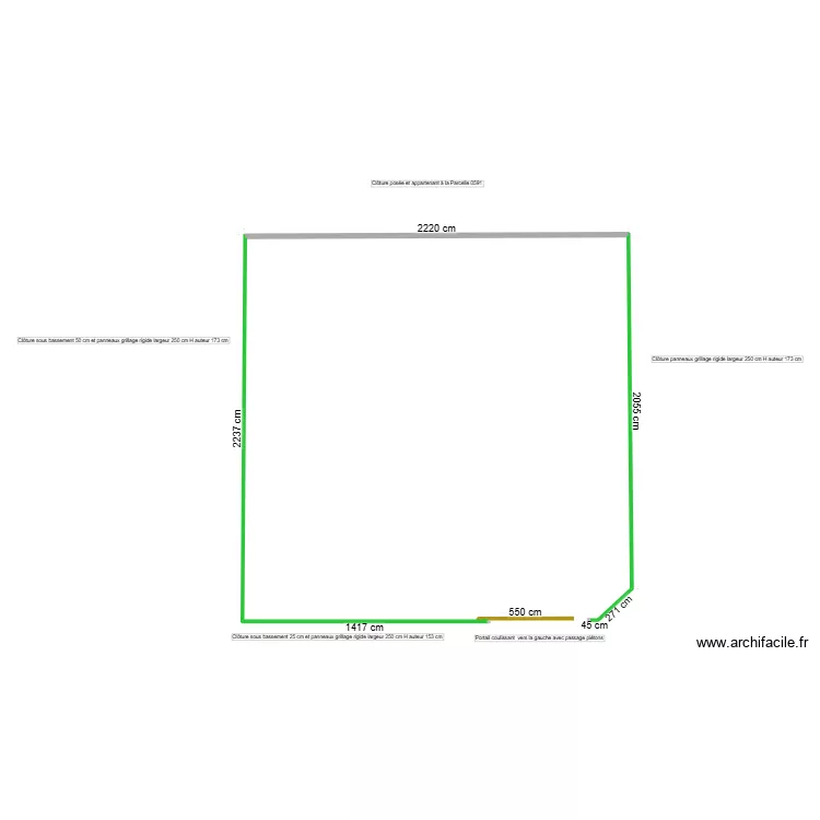 Plan clotures et portail - 15/07. Plan de Plan clotures et portail - 15/07. Plan de