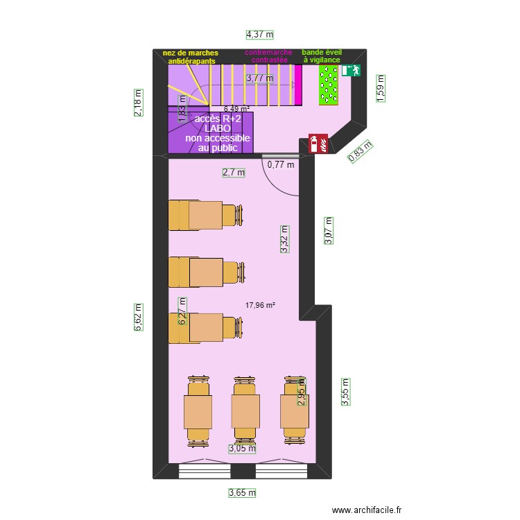 BOQUITA ETAGE APRES TRAVAUX. Plan de 2 pièces et 24 m2