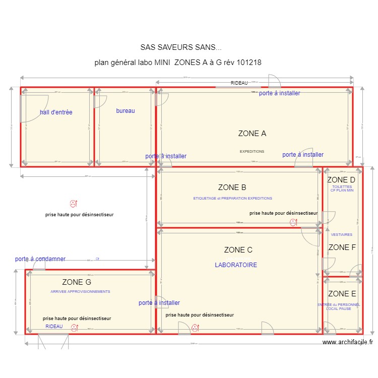 plan general labo MIN Zones A à G rév 080119 coté. Plan de 0 pièce et 0 m2