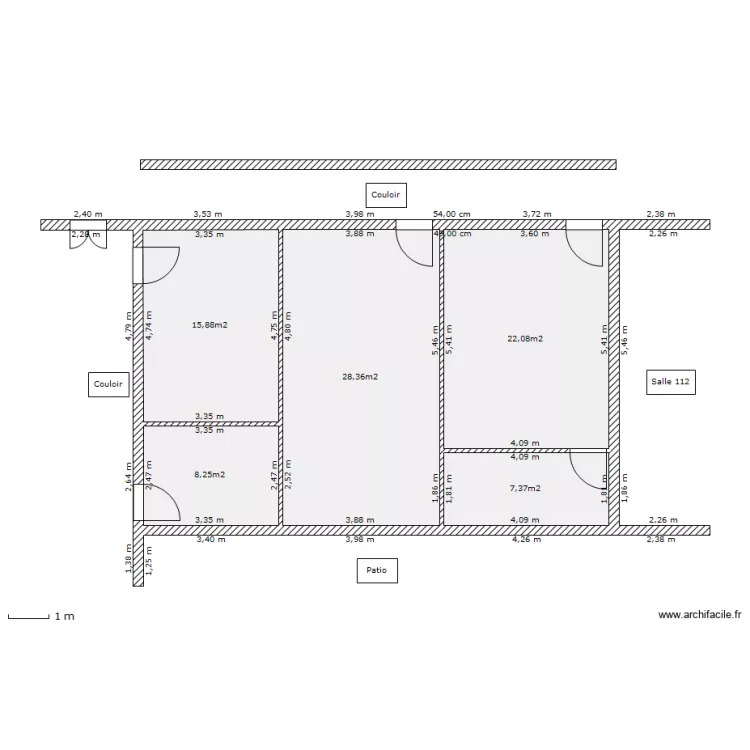salle 110 en bureaux. Plan de 