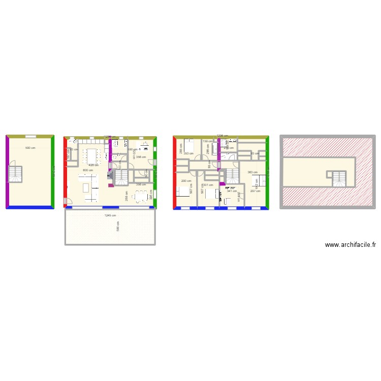 Maison R+1. Plan de 31 pièces et 444 m2