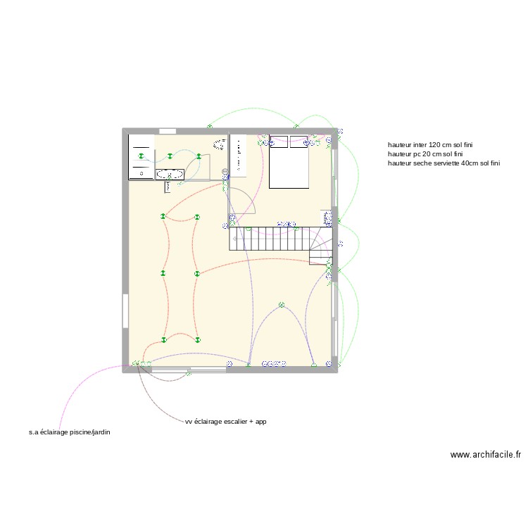 plan elec chalet shena ferrandi. Plan de 3 pièces et 57 m2