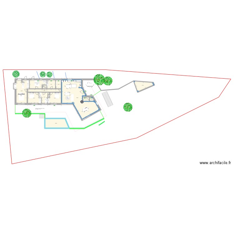 Cepu di Oligastru FC bis. Plan de 19 pièces et 369 m2