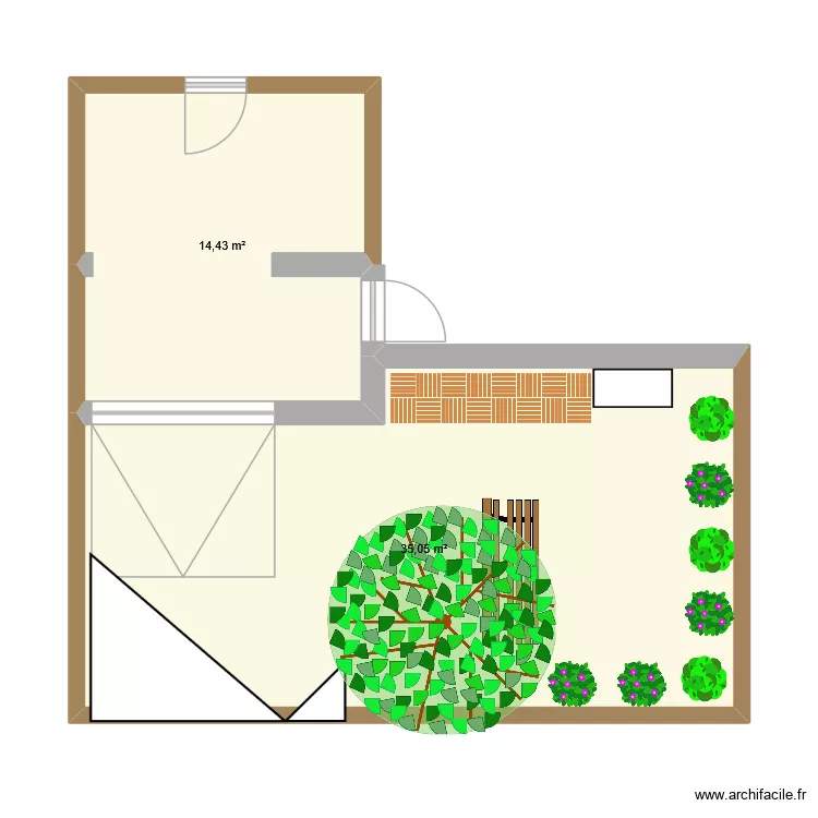 Extérieur devant 2. Plan de 2 et 49 m² Extérieur devant 2. Plan de 2 et 49 m²
