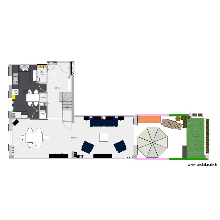 Appt Chatenoy projet RdC. Plan de 11 pièces et 72 m2