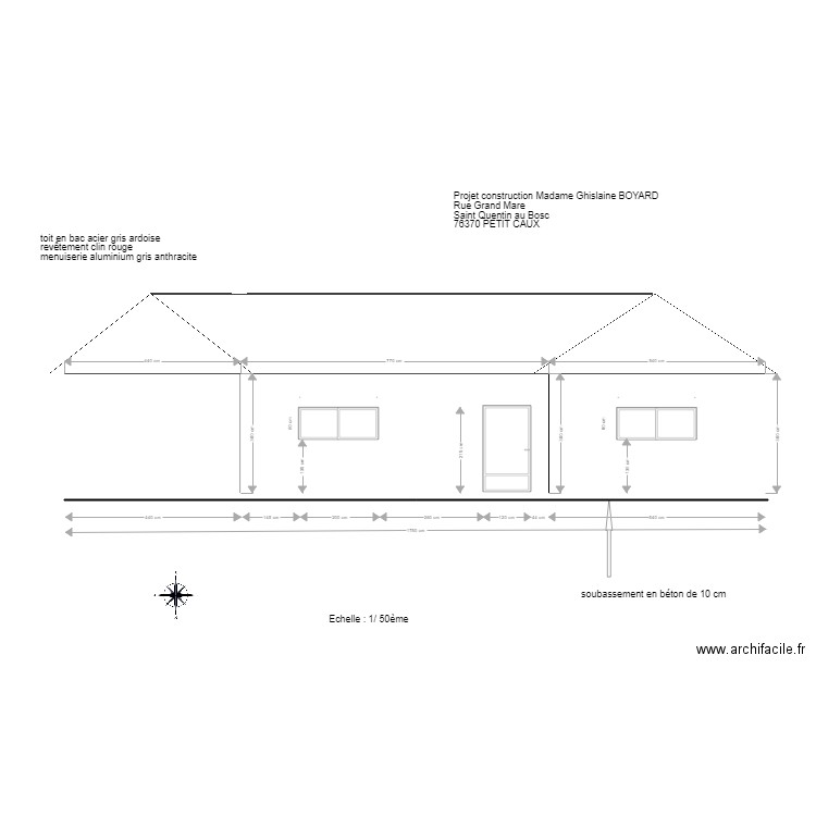 Plan façade nord. Plan de 0 pièce et 0 m2