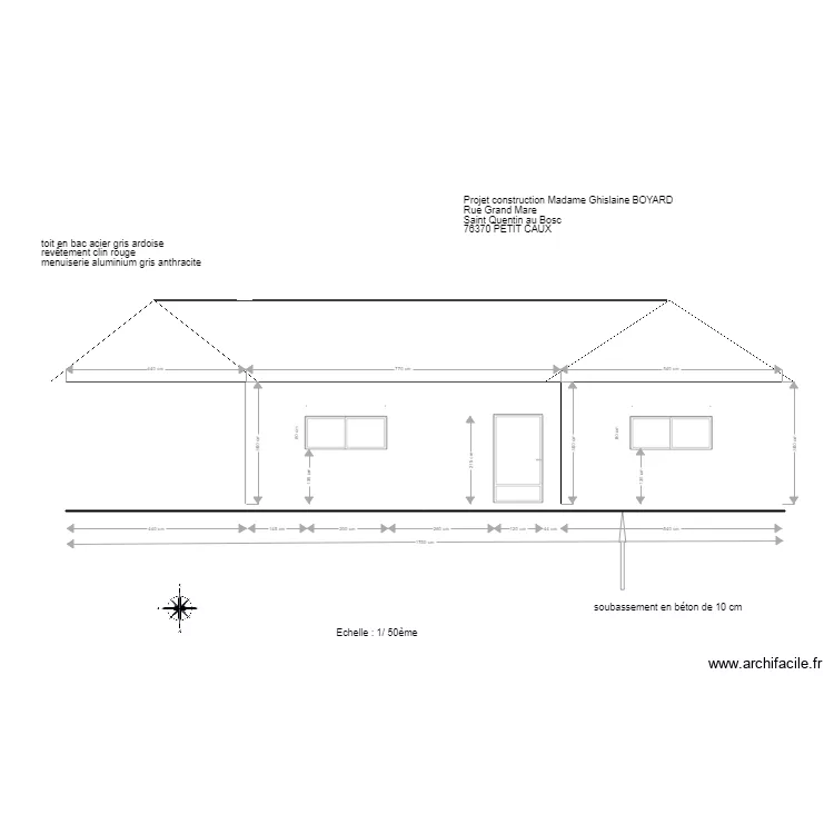 Plan fa&ccedil;ade nord. Plan de 
