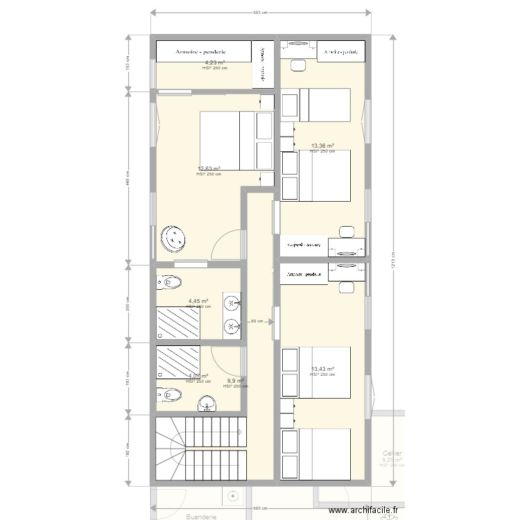 BASSIGNAC 2. Plan de 12 pièces et 148 m2