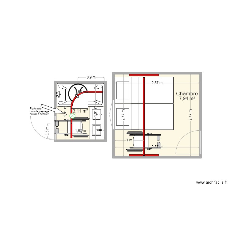 ANKI SANTIN. Plan de 2 pièces et 11 m2