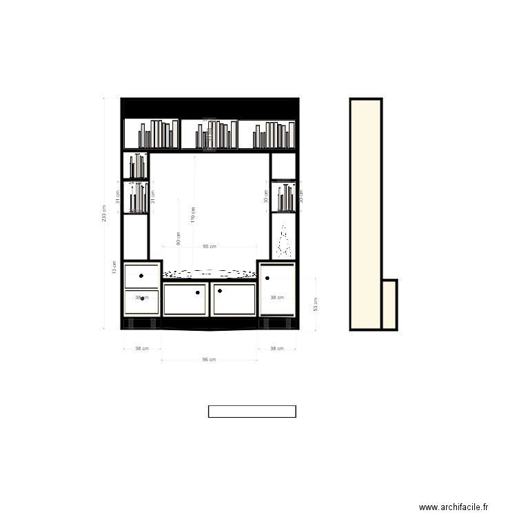 banc2. Plan de 21 pièces et 4 m2