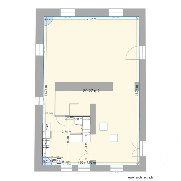 rdc ouvertures maçon cotations cuisine. Plan de 0 pièce et 0 m2