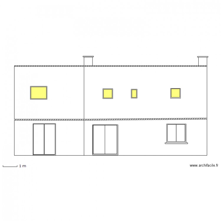 Façade SUD projet. Plan de 0 pièce et 0 m2