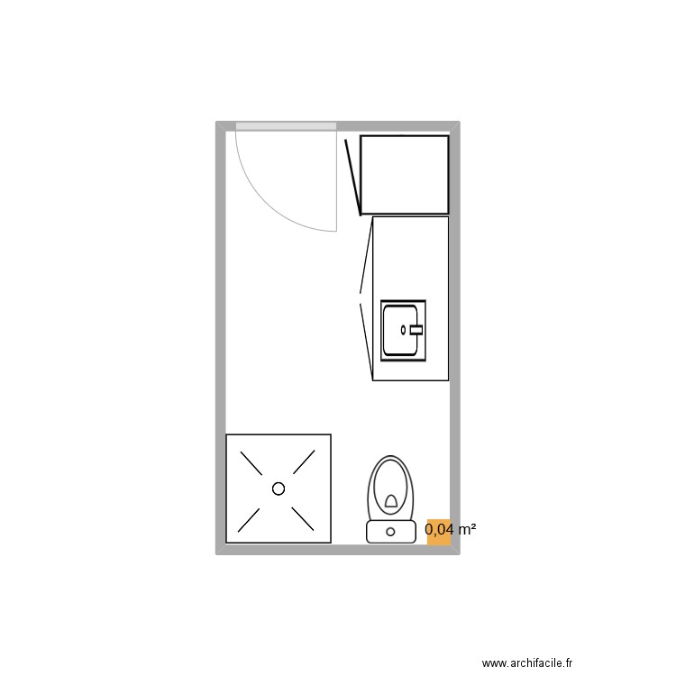 passy sdb. Plan de 1 pièce et 6 m2