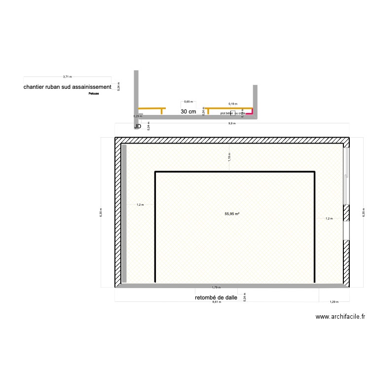 chantier Labtech nc. Plan de 1 pièce et 56 m2