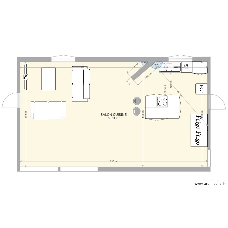 AMENAGEMENT SALON CUISINE BRUNO JANVIER 19 . Plan de 0 pièce et 0 m2