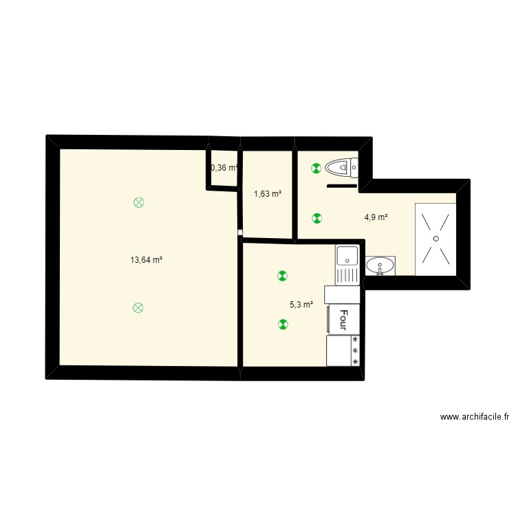 Appartement 55 Harcourt V2. Plan de 5 pièces et 26 m2