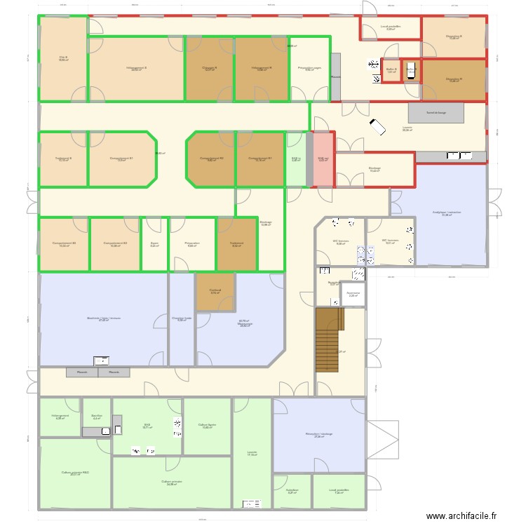 Implantation14-2. Plan de 47 pièces et 719 m2