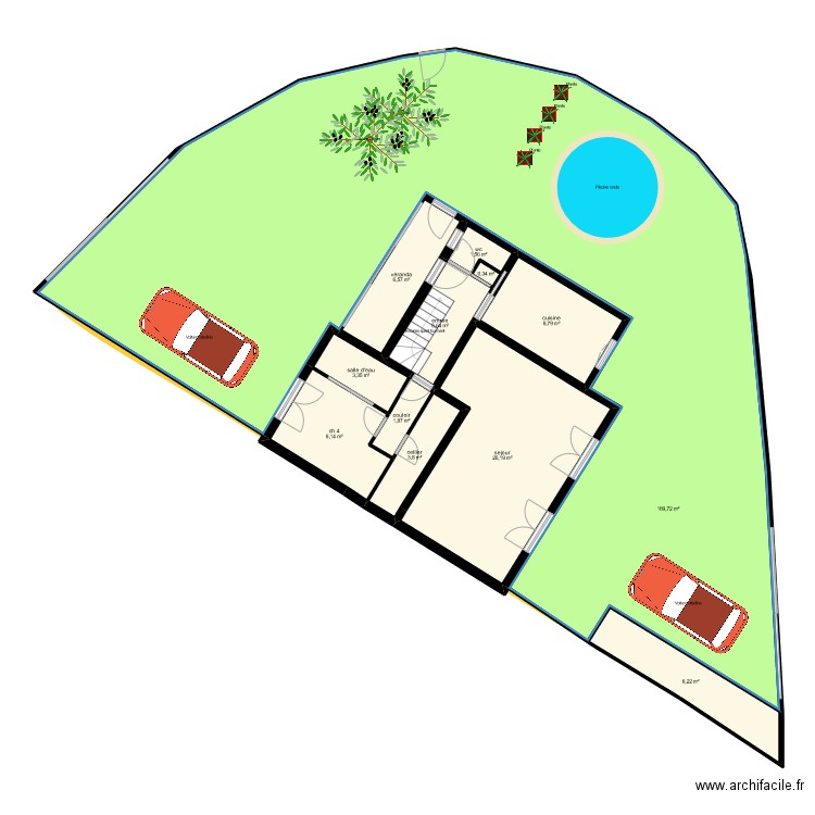 longepee. Plan de 20 pièces et 315 m2