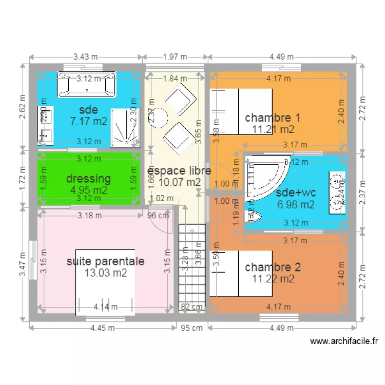 maison etage OK. Plan de 