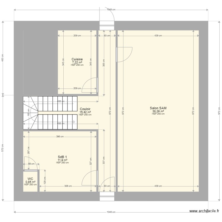 CROCHET RDC. Plan de 6 pièces et 80 m2