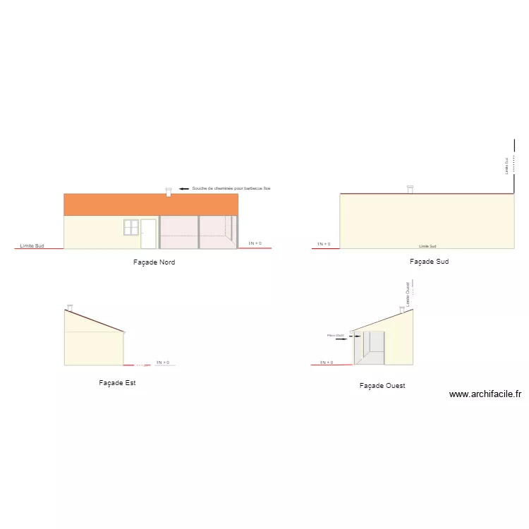 PCMI 4. Fa&ccedil;ades apr&egrave;s modification d'implantation . Plan de 
