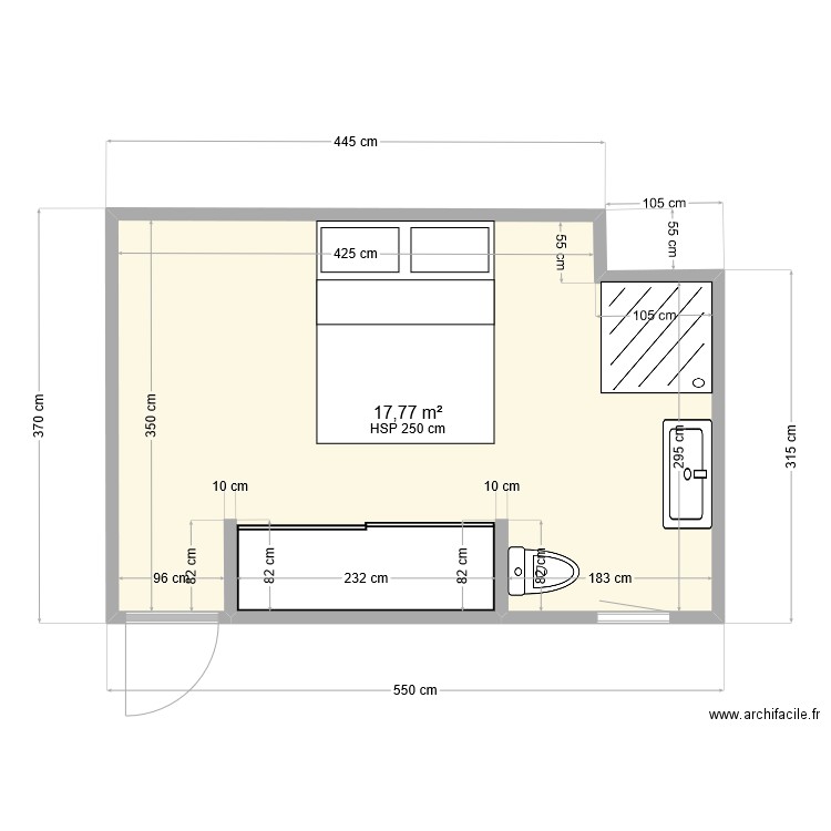 Chambre garage AuréJu 4. Plan de 1 pièce et 18 m2