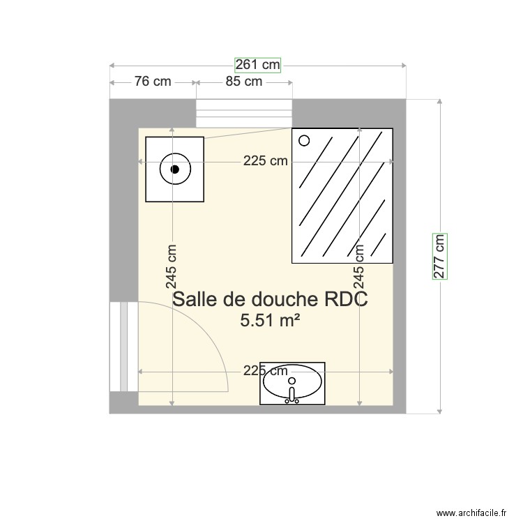 Douche RDC. Plan de 0 pièce et 0 m2