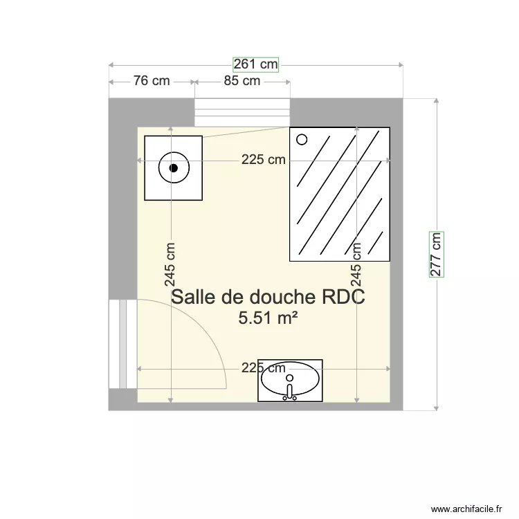 Douche RDC. Plan de 