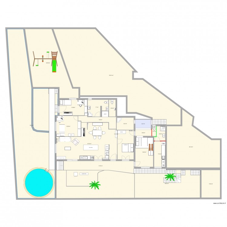 ilot central. Plan de 0 pièce et 0 m2