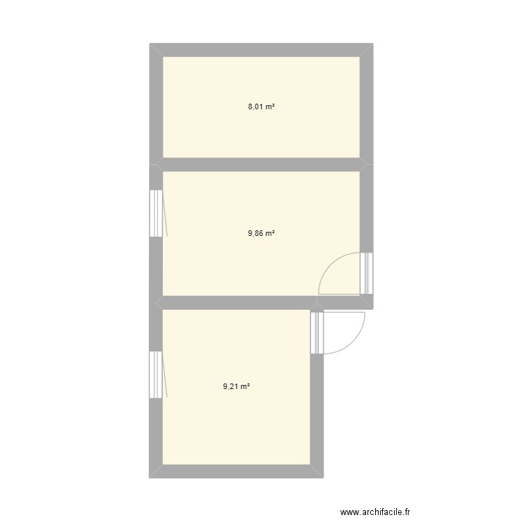 test1.0. Plan de 3 pièces et 27 m2