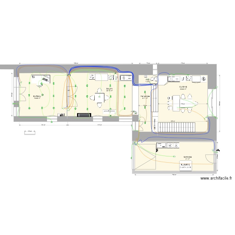 Bourg 19 SANS R1B R2 cuisine provisoire#7. Plan de 28 pièces et 343 m2