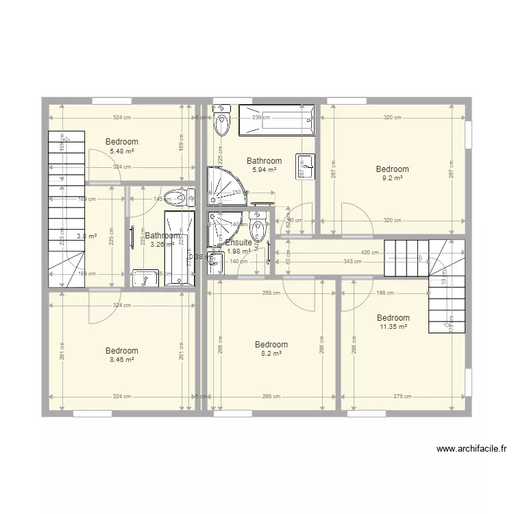 1 and 2 first floor revised larger lounge with ensuite V3 STRAIGHT STAIRS. Plan de 