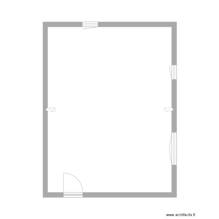 curtet vide . Plan de 1 pièce et 35 m2