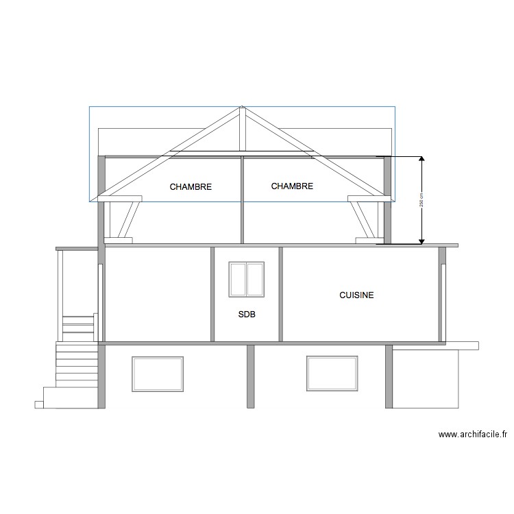 PLAN COUPE PROJET DROIT FERNANDE. Plan de 0 pièce et 0 m2