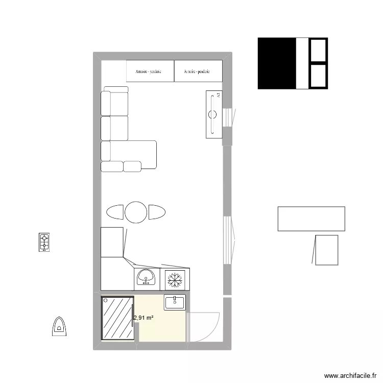 Studio 15m2 bis. Plan de 