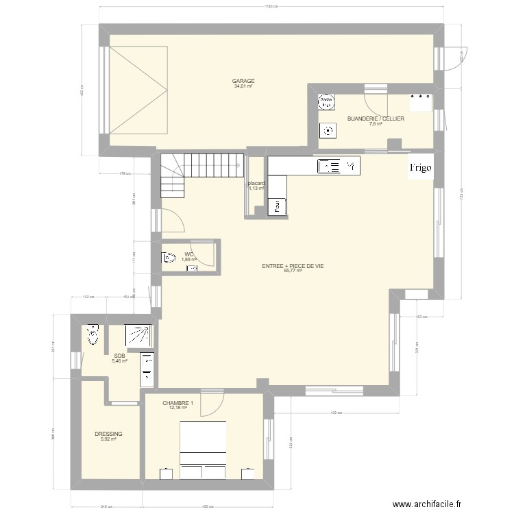 MAISON ETAGE RDC. Plan de 8 pièces et 134 m2