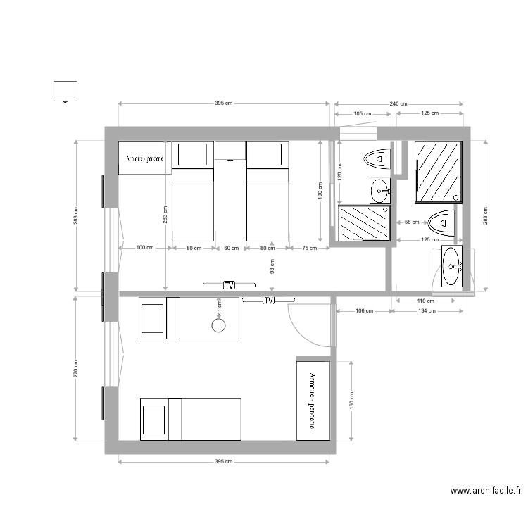 St Jean Plan modifie details SDB et Chambres option 2. Plan de 0 pièce et 0 m2