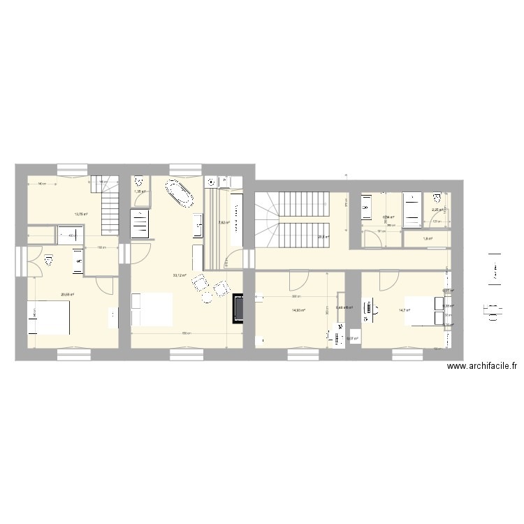 La Soudelle 1er étage   4. Plan de 17 pièces et 139 m2