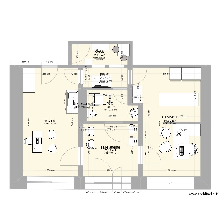 cabinet vide modifié meublé bis. Plan de 0 pièce et 0 m2