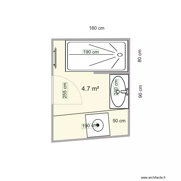 salle de bain Leroi. Plan de 
