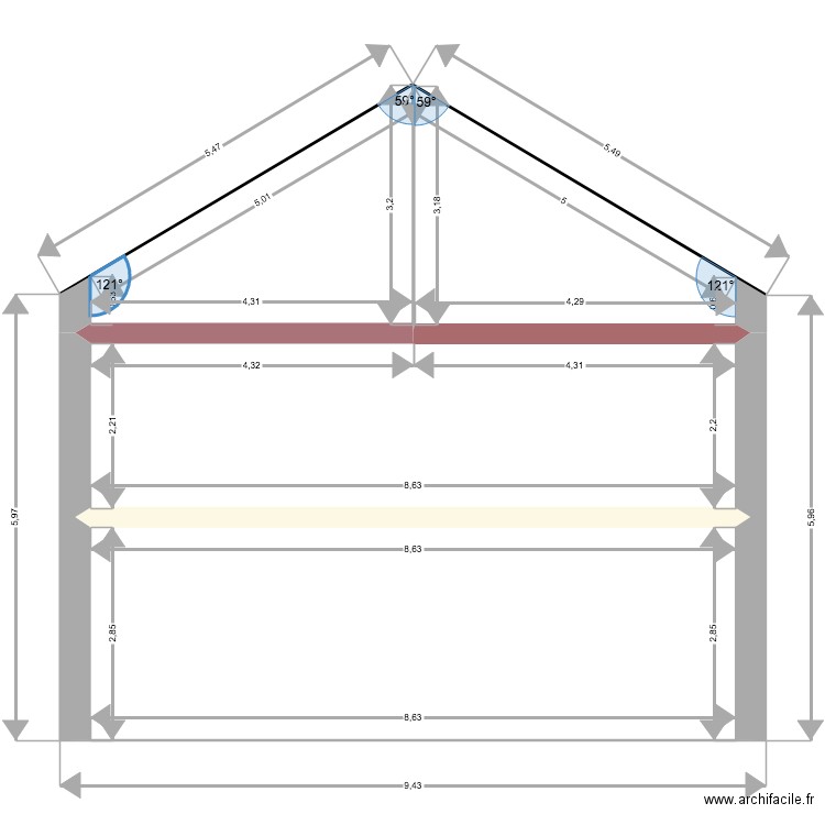 profil emmanuelle. Plan de 4 pièces et 60 m2